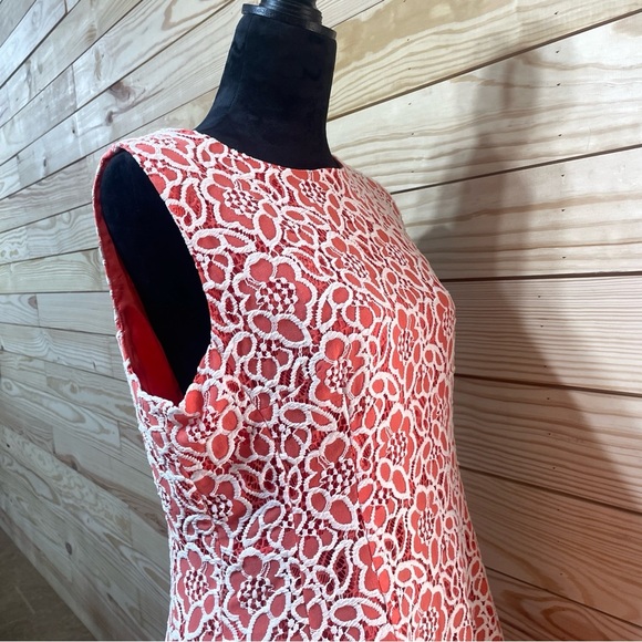 NWT Eva Mendes New York & Co Sleeveless Dress Orange White Lace Plus 16 - Picture 3 of 6